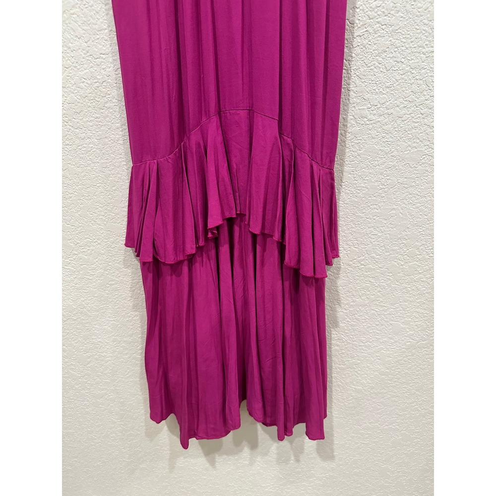 Hiatus Women Magenta Purple Tiered Ruffle Maxi Dress V-Neck Boho JD8W11HR XS - Picture 8 of 9